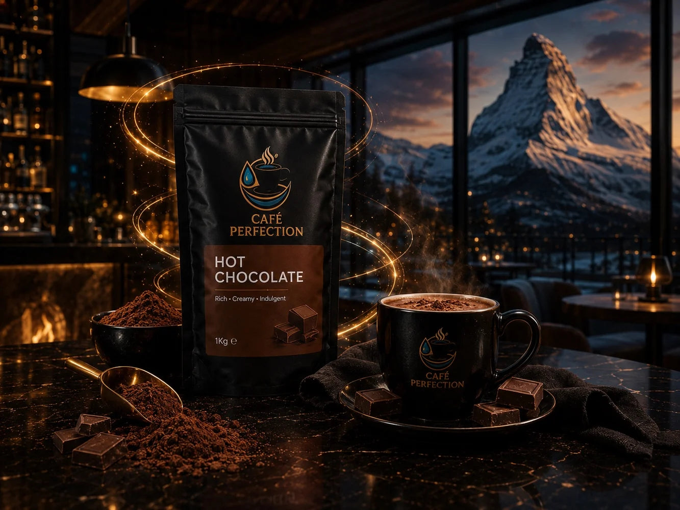 Belgian Hot Chocolate 1kg — styled serving suggestion