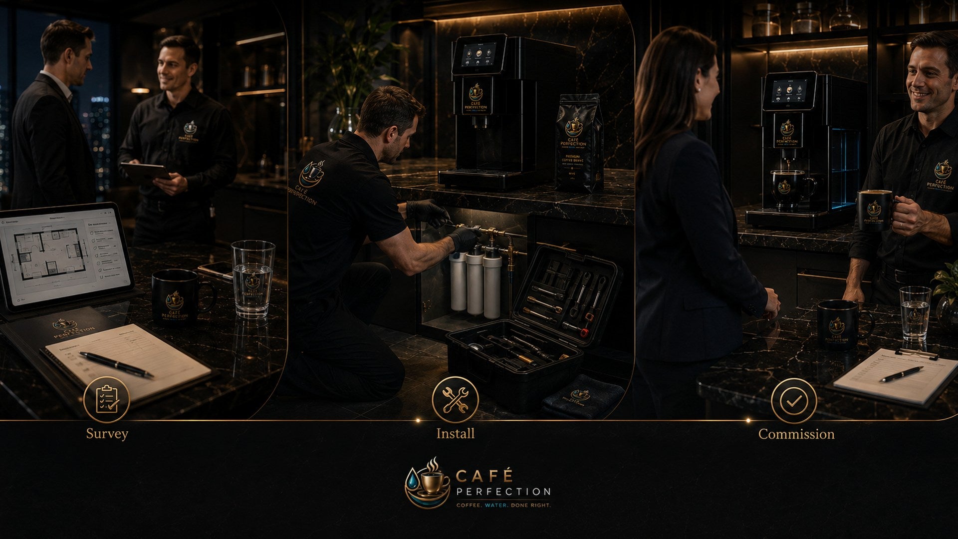 Café Perfection survey, installation and handover story