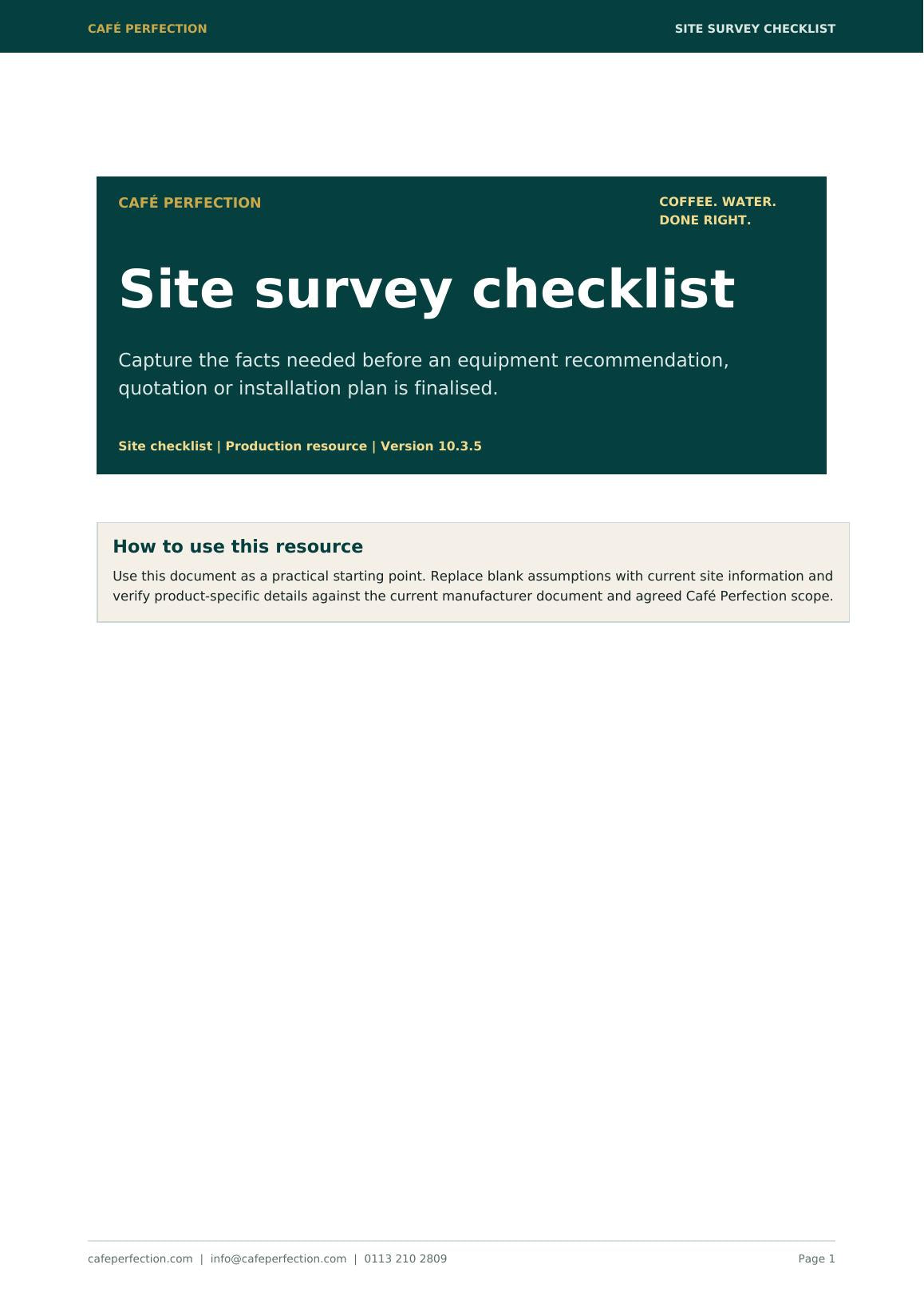 Site survey checklist preview