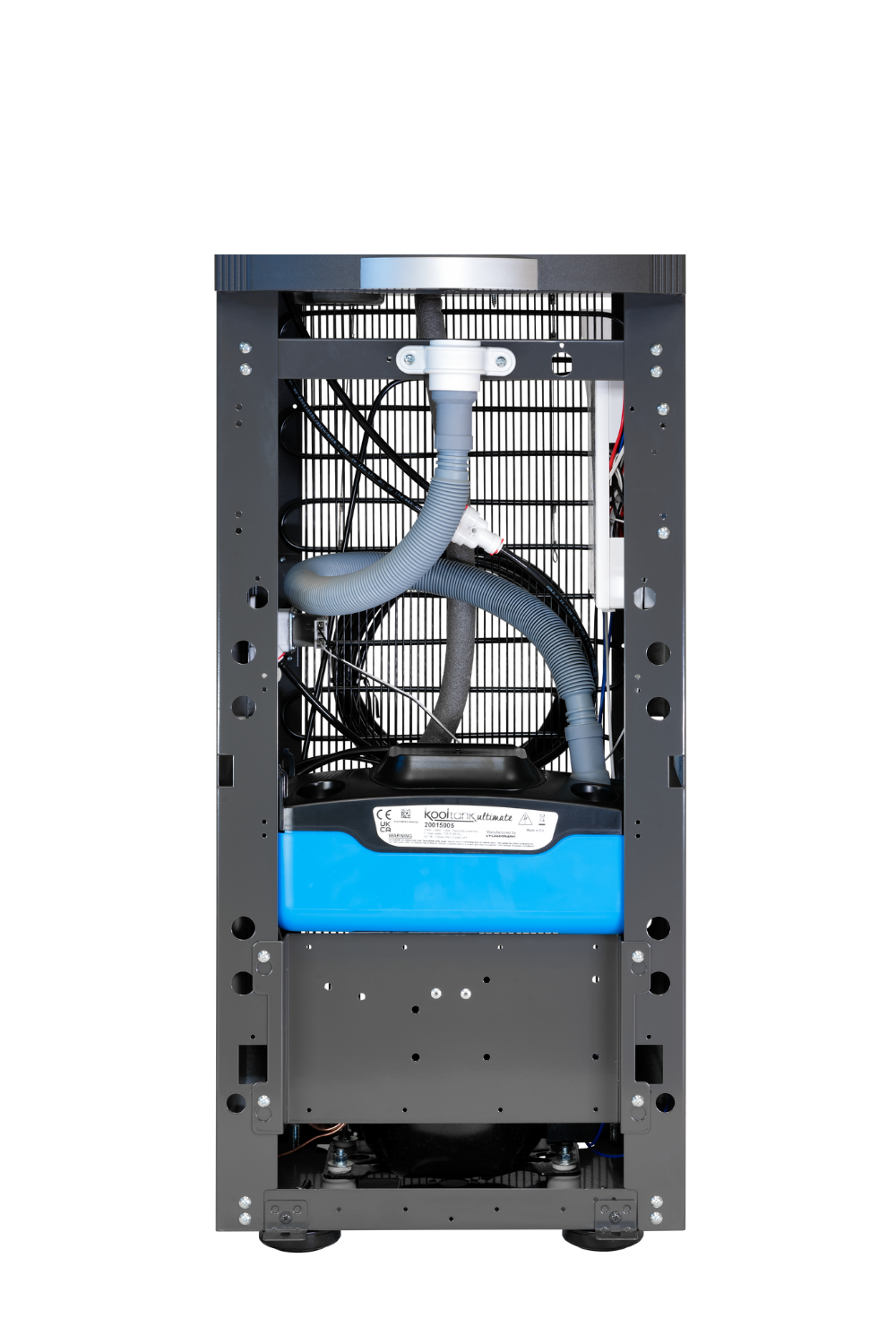 PUMP2L drainage kit shown installed inside a dispenser cabinet; dispenser not included