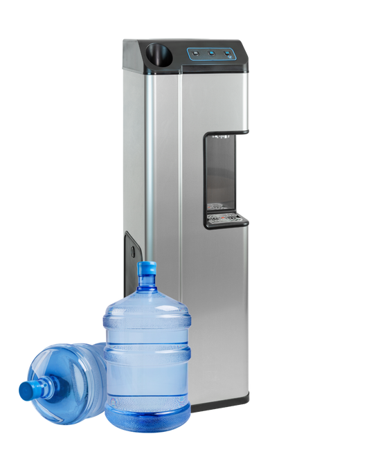 Cosmetal Aquality cooler shown with bottled-water configuration