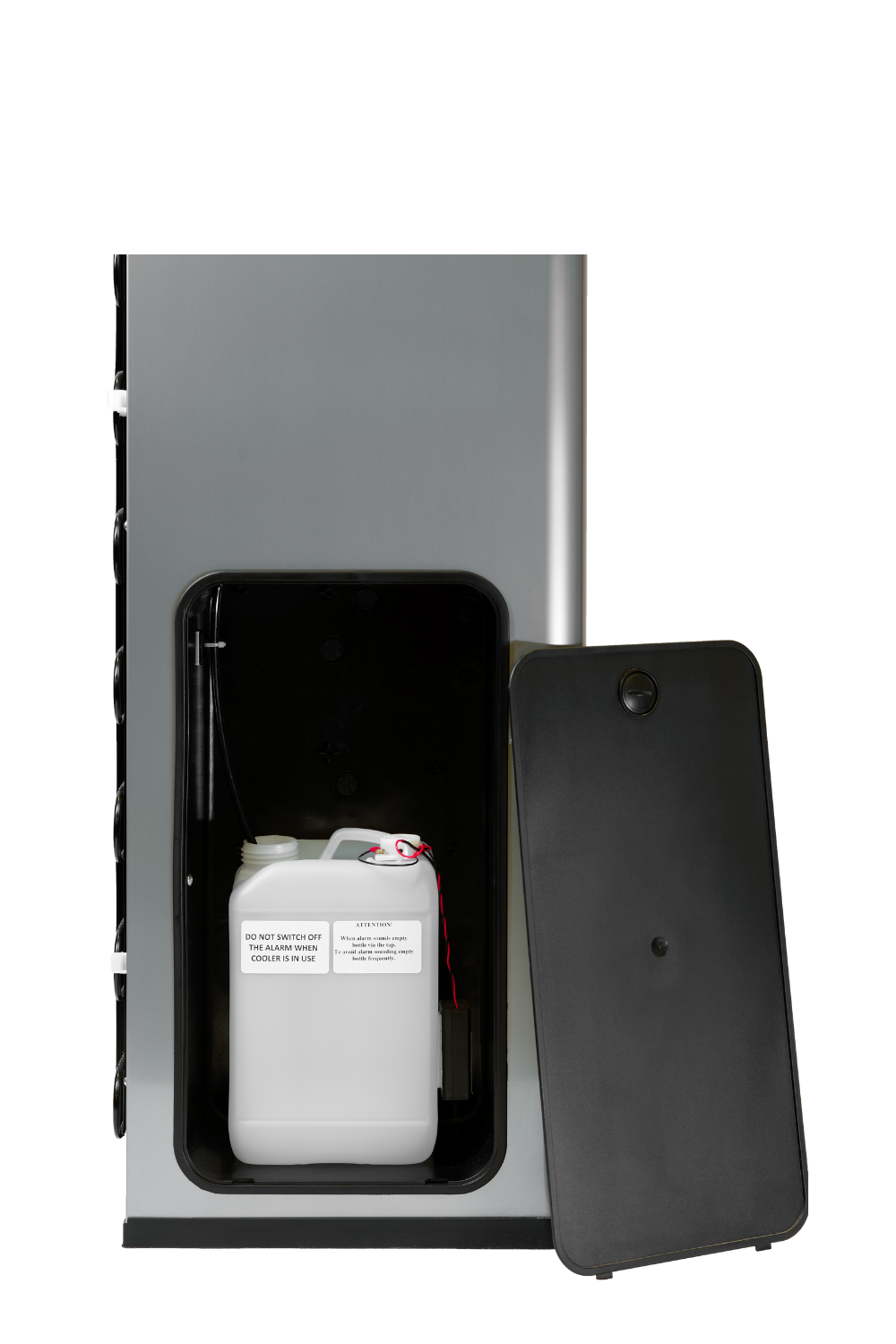 Aquality overflow kit shown inside compatible cooler cabinet