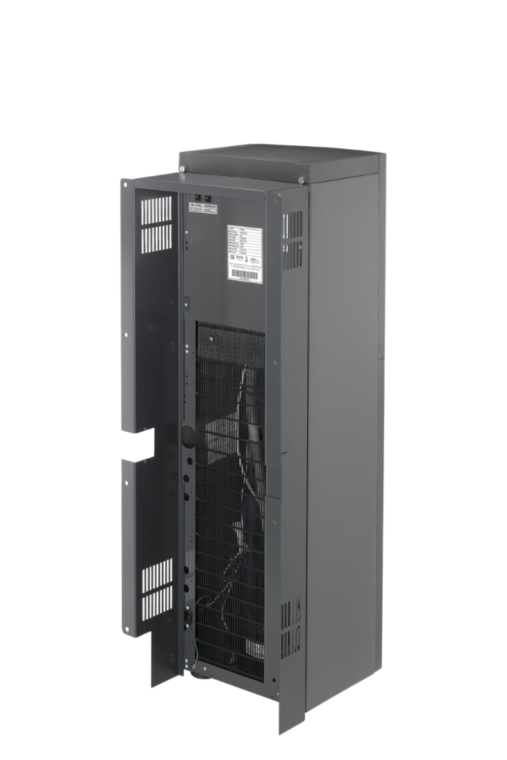 Protective metal cowling shown around a water cooler; cooler not included