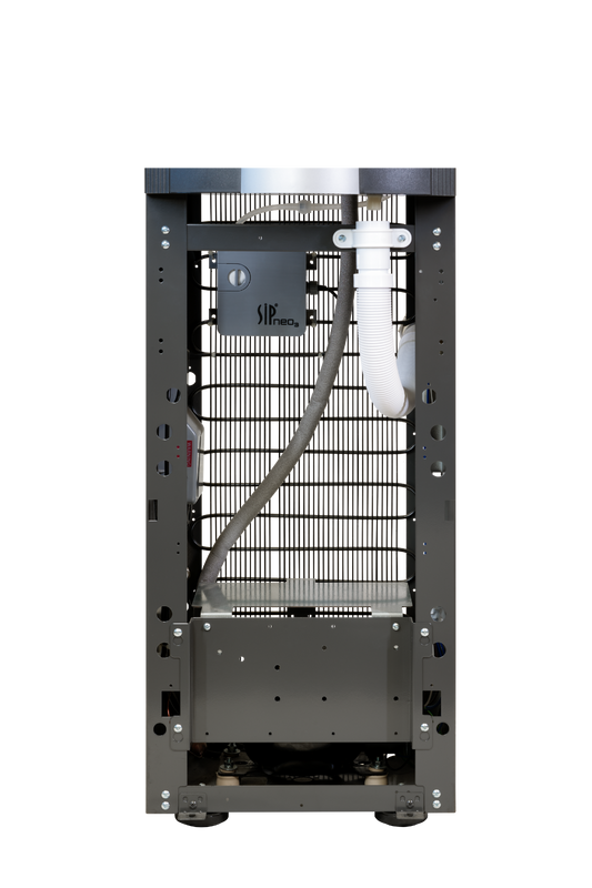 WASTEKIT114 drainage kit shown installed inside a dispenser cabinet; dispenser not included