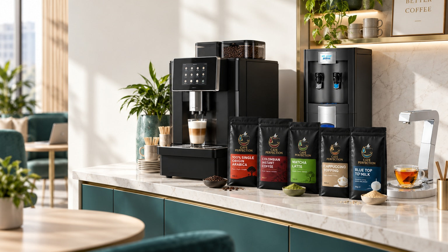 Complete coffee, water, ingredients and service system