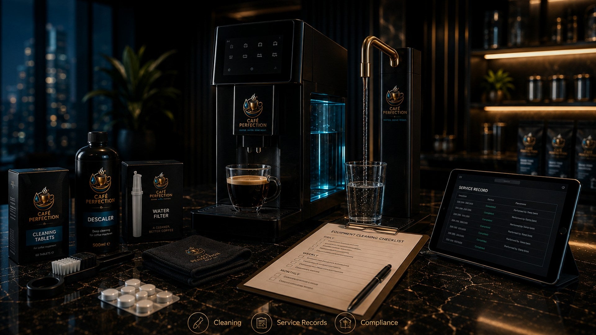 Coffee equipment care and cleaning support