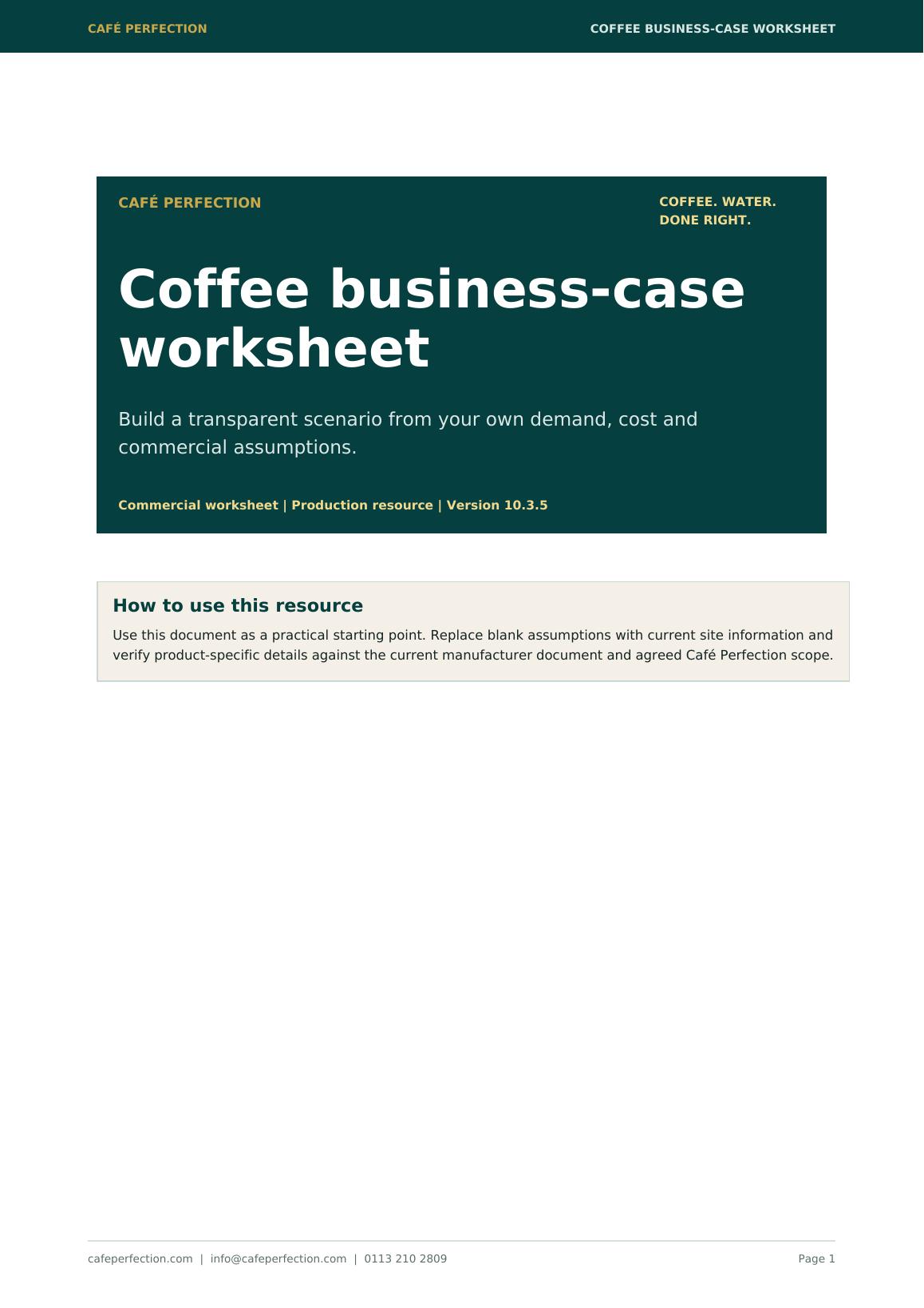 Coffee business-case worksheet preview